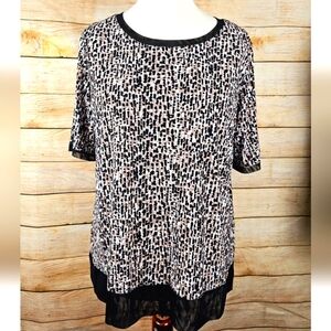 Anne Klein Short Sleeve Print Tunic Top Shirt Size Xlarge